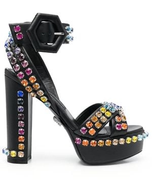 Philipp Plein 135Mm Crystal-Embellished Platform Sandals - Black