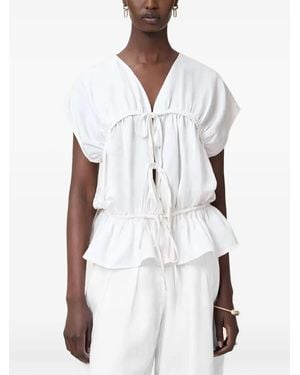 AllSaints Remy Tie-Front Ruffled Top - White