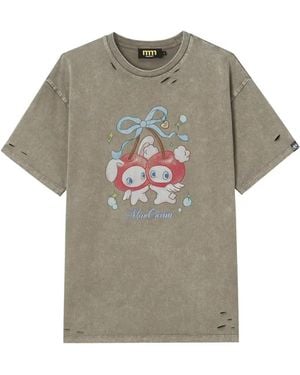 Mini Cream Graphic-Print T-Shirt - Gray