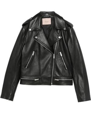 Twinset Zip-Up Leather Jacket - Black