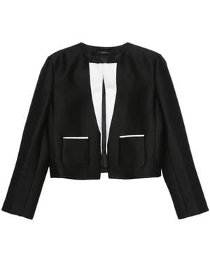 Tom Ford Contrast-Trim Collarless Jacket - Black