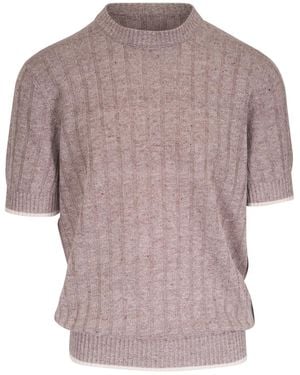 Brunello Cucinelli リブニット Tシャツ - ナチュラル