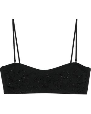 Maryan Mehlhorn Beaded Bikini Top - Black