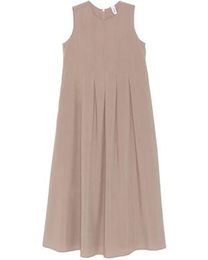 Bomboogie Pleated Sleeveless Midi Dress - Natural