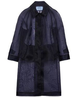 Prada Single-Breasted Crinoline Coat - Blue