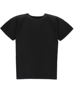 Issey Miyake プリーツ Tシャツ - ブラック
