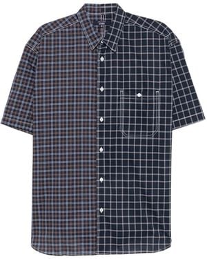 Comme des Garçons Panelled Checked Shirt - Blue