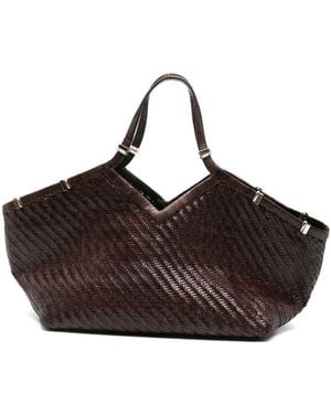 Benedetta Bruzziches Large Usha The Greatest Woven-Design Tote Bag - Brown