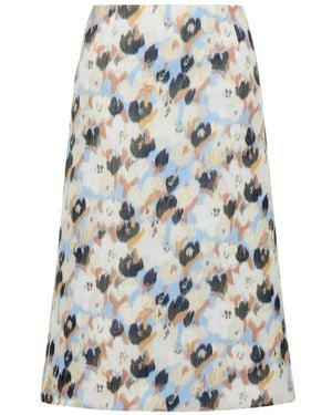 Marni Duchesse Skirt With Secret Bouquet Print - White