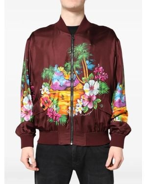 Dolce & Gabbana Tropical-Print Silk Jacket - Red