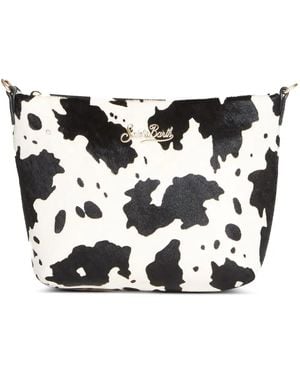 MC2 Saint Barth Aline Print Leather Shoulder Bag - Black
