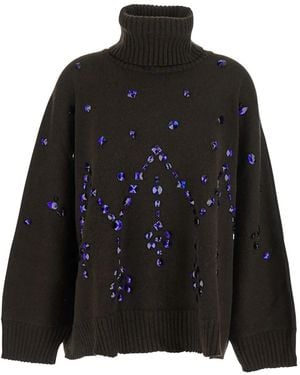 Alberta Ferretti Crystal-Embellished Turtleneck Jumper - Black