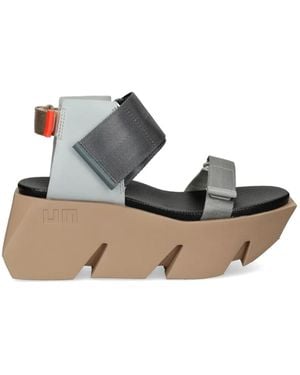 United Nude Bull Run Touch-Strap Platform Sandals - Grey