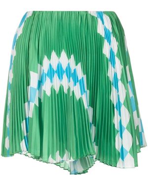 Monse Graphic-Print Pleated Mini Skirt - Green