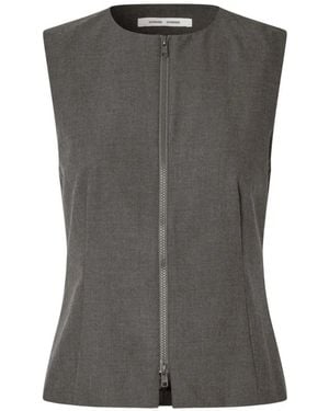 Samsøe & Samsøe Sarima Zip-Up Sleeveless Vest - Gray