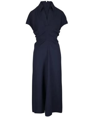 Brunello Cucinelli Collared Gathered Dress - Blue
