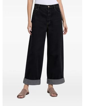 Brunello Cucinelli Turned-Up Wide-Leg Jeans - Black