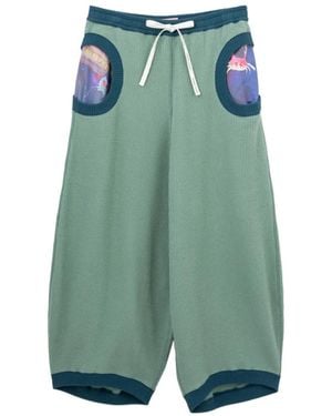 Tsumori Chisato Ribbed-Knit Track Trousers - Green