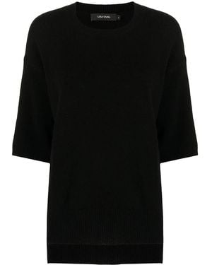 Lisa Yang Short-Sleeve Cashmere Top - Black