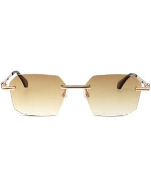 Palm Angels Geometric-Frame Sunglasses - Natural