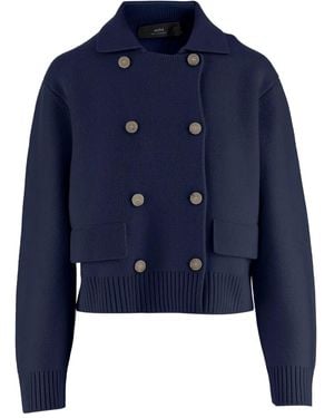 arch4 Double-Breasted Cashmere Knit Jacket - Blue