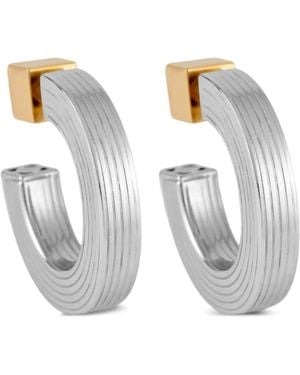 Ivi Slim Signore Hoop Earrings - White