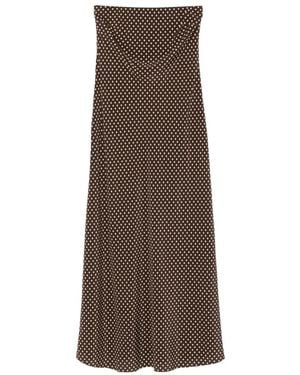Matteau Bias Polka-Dot Strapless Maxi Dress - Brown