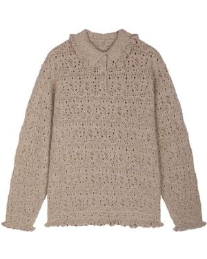 JNBY Ruffle-Trim Open-Knit Jumper - Natural