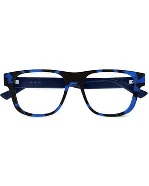 Gucci Bril Met Rechthoekig Montuur En Schildpadschild Montuur - Blauw
