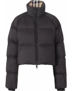 Burberry Alsham Cropped Logo Puffer Jacket - Black