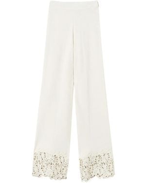 Twinset Knit Pants With Lace - White
