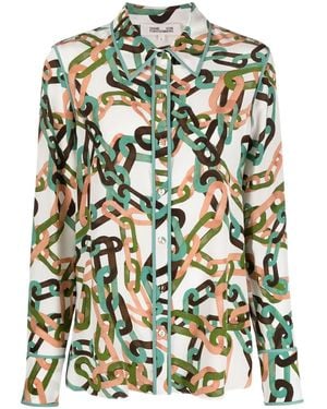 Diane von Furstenberg Kate Silk Crepe De Chine Shirt - Green