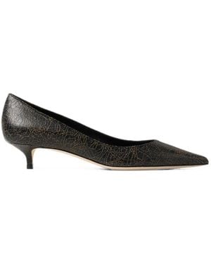 Jimmy Choo Amelia Cracked Leather Pumps - Black