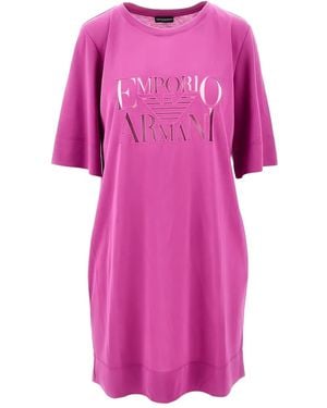 Emporio Armani Vestido corto con logo estampado - Rosa