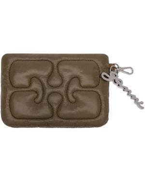 Ganni Quilted Re-Tech Pouch - Brown
