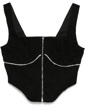 Amiri Crystal-Embellished Corset Top - Black