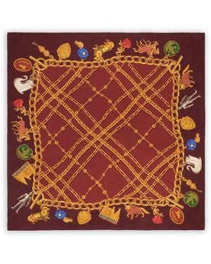 Burberry Check Charm Silk Scarf - Orange