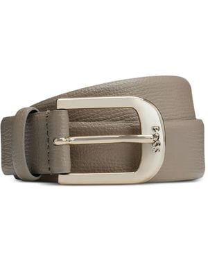 BOSS Buckle Leather Belt - Brown