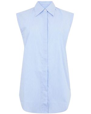 Moorer Striped Sleeveless Shirt - Blue