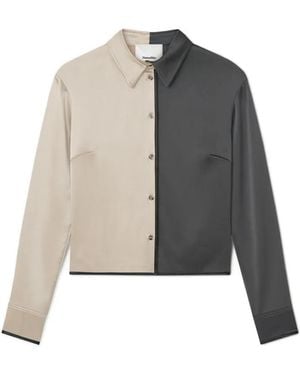 Nanushka Abria Colour-Block Straight-Hem Shirt - Natural