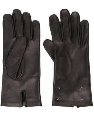 Maison Margiela Sandstorm Lederhandschuhe Mit Ziernähten - Schwarz