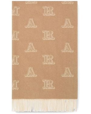 Max Mara Monogram-Jacquard Fringed Scarf - Natural