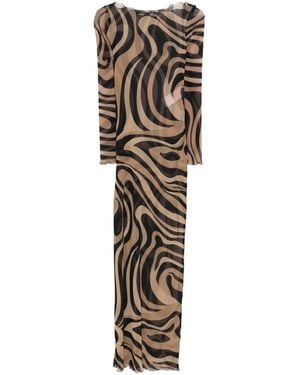 PUCCI Marmo Print Tulle Dress - Natural