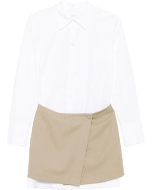 Patrizia Pepe Contrasting-Skirt Shirt Dress - White