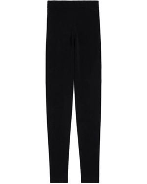 Balenciaga Techwear Logo-Embroidered Knitted Leggings - Black