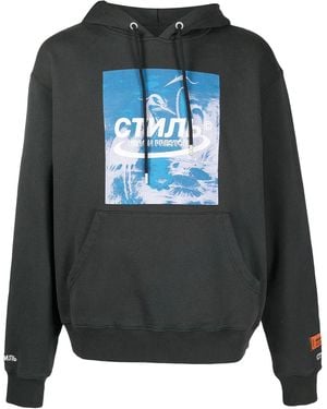 Heron Preston Logo Print Hoodie - Grey