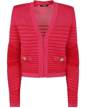 Balmain リブディテール カーディガン - レッド