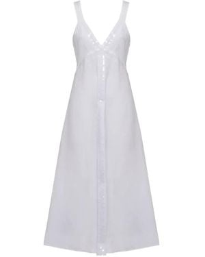 120% Lino Sequin-Embellished Sleeveless Midi Dress - White
