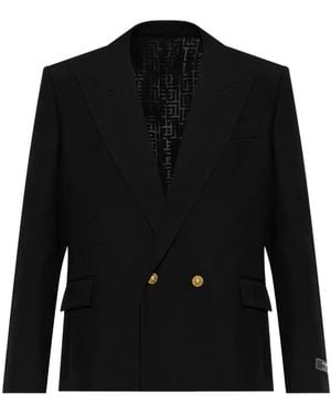 Balmain Lion-Button Double-Breasted Jacket - Black