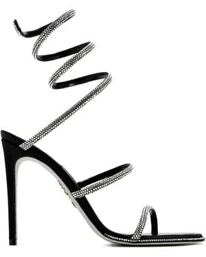 Rene Caovilla 105Mm Cleo Anthracite Crystal-Embellished Spiral-Strap Sandals - Black